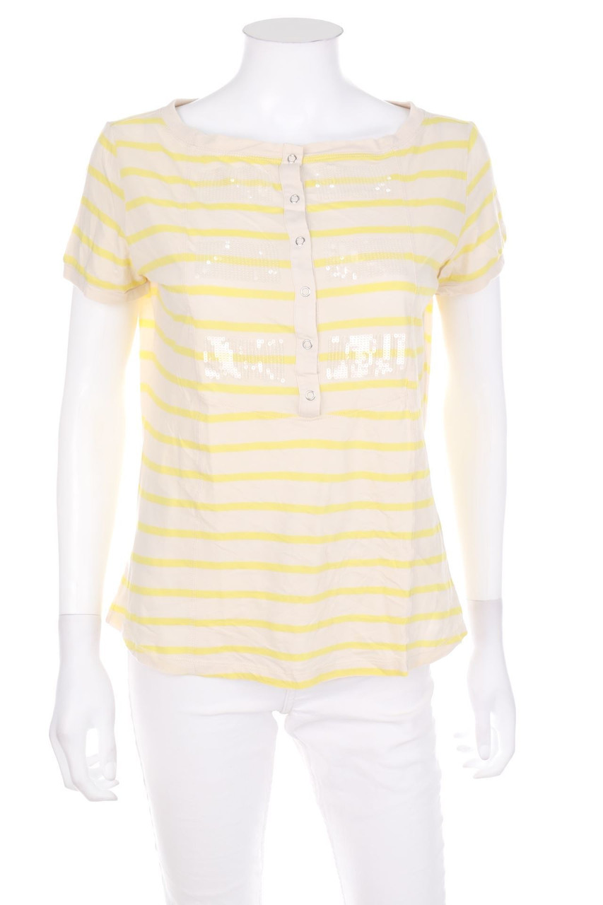 PENNY BLACK - Streifen-Kurzarm-Shirt mit Pailletten - M