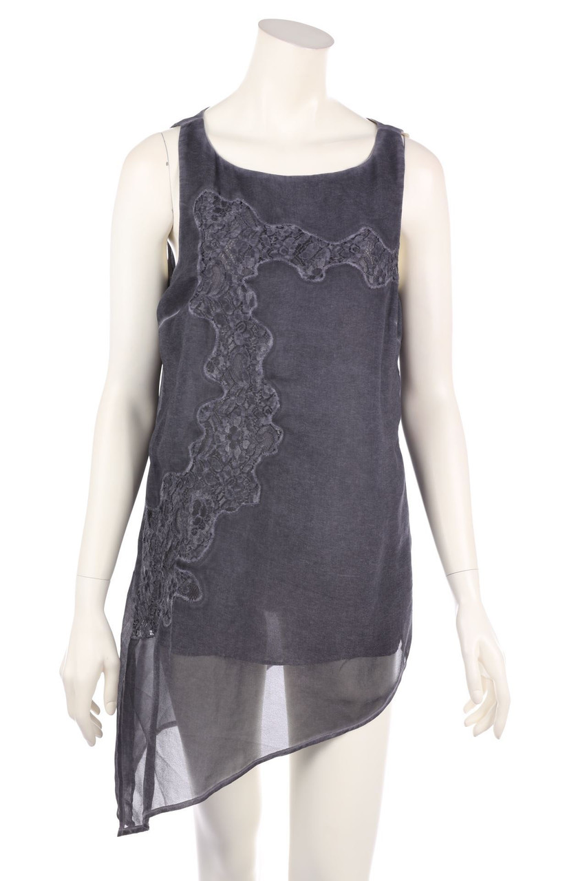 MINT VELVET - Garment Dyed-Blouse Top with Asymmetrical Cut - D 38