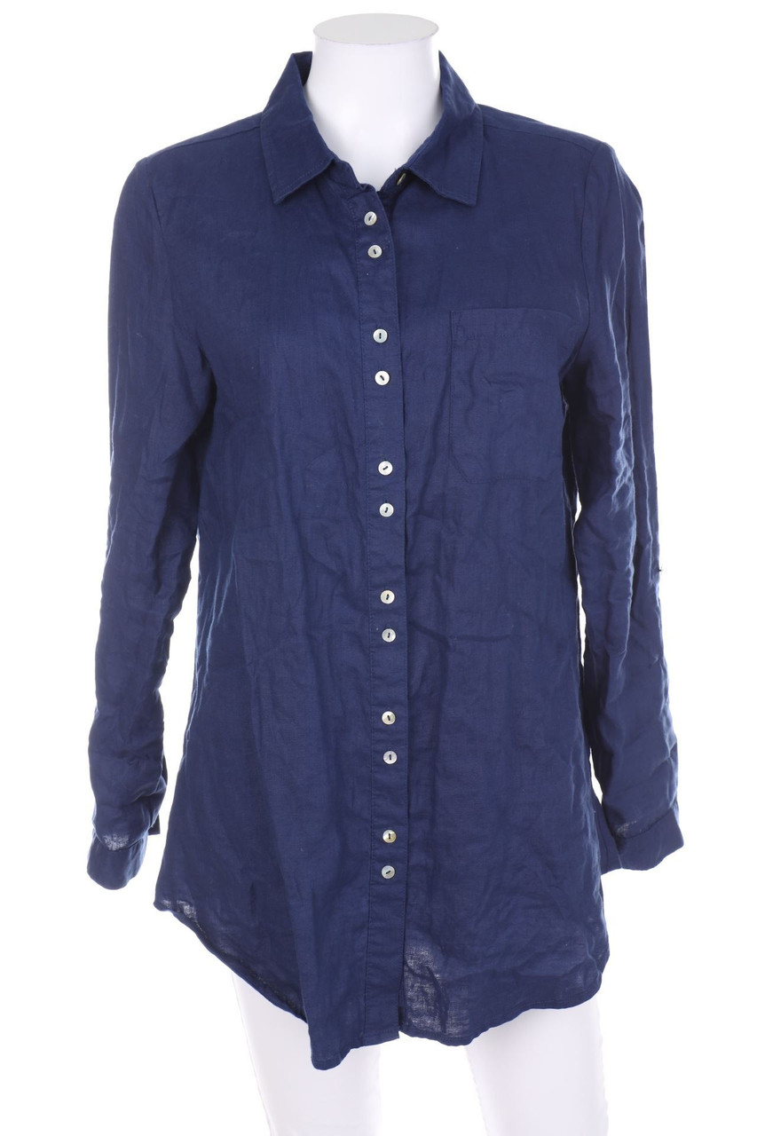 CHELSEA ROSE NYC - Leinen-Hemd-Bluse zum Krempeln - D 38