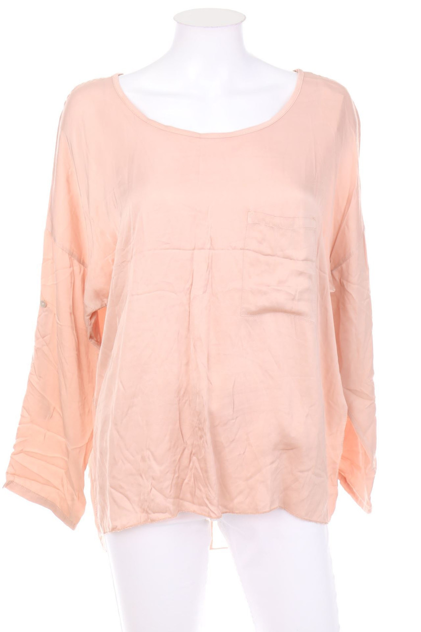 iSILK - Bluse aus Seiden-Mischung mit Roll-up-Manschette - L