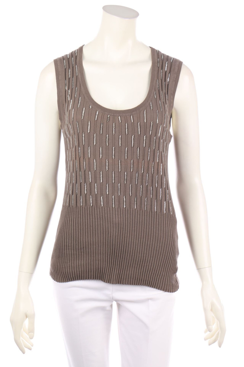 CARACTÈRE - Cotton Knit Crewneck Top with Pearls - D 36