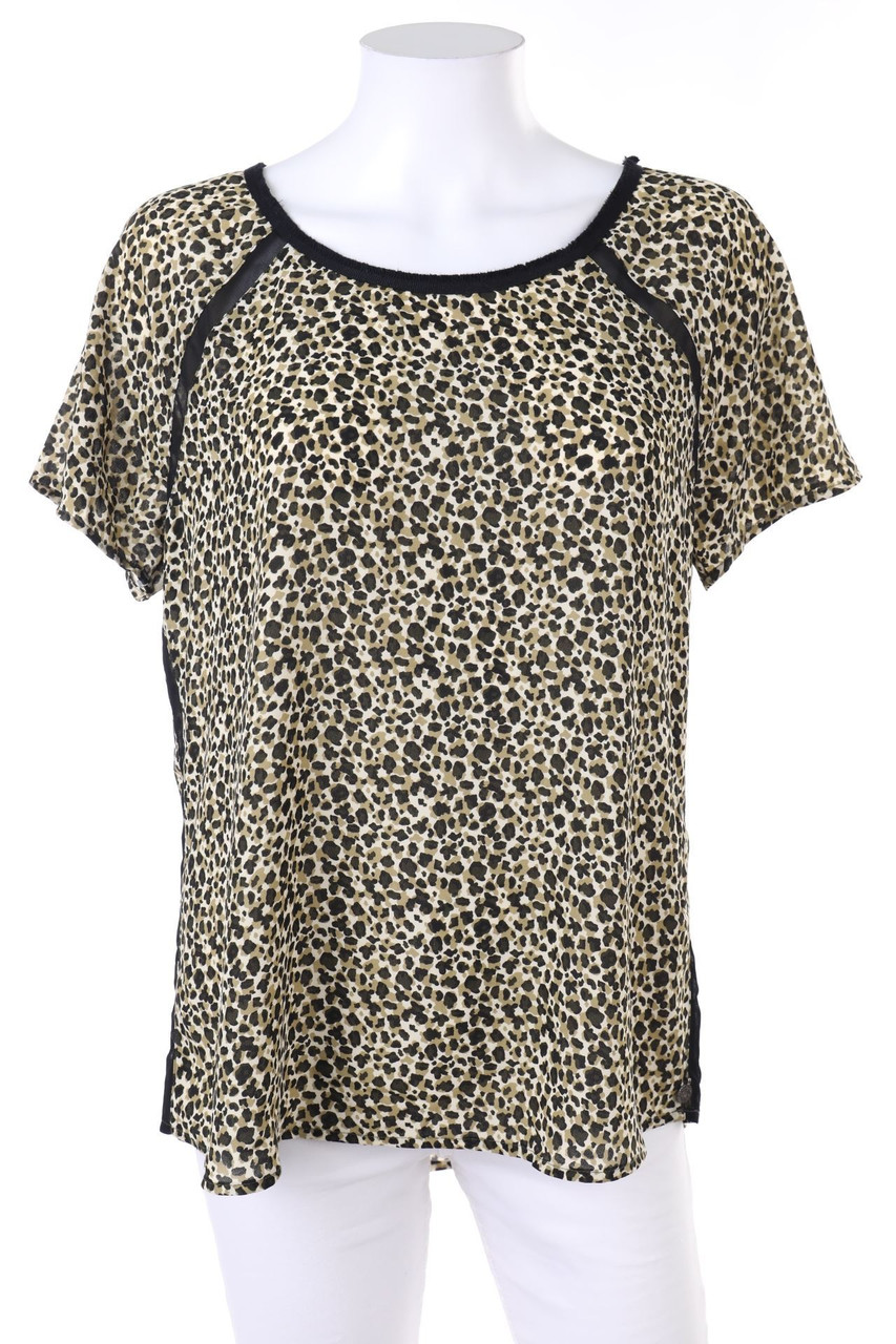 MAISON SCOTCH - Kurzarm-Bluse mit Leo-Print - D 40
