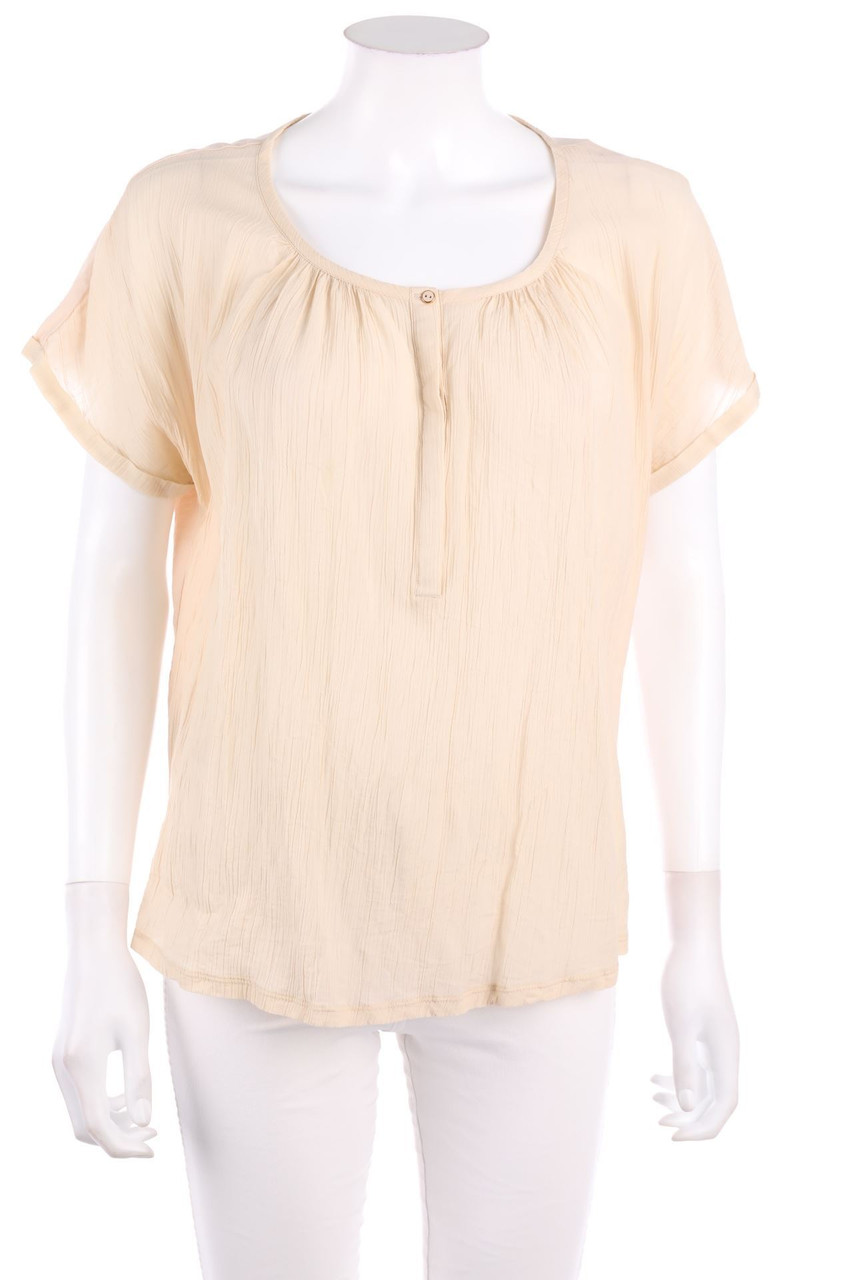 COMPTOIR DES COTONNIERS - Crinkle-Kurzarm-Bluse mit Raffungen - XL