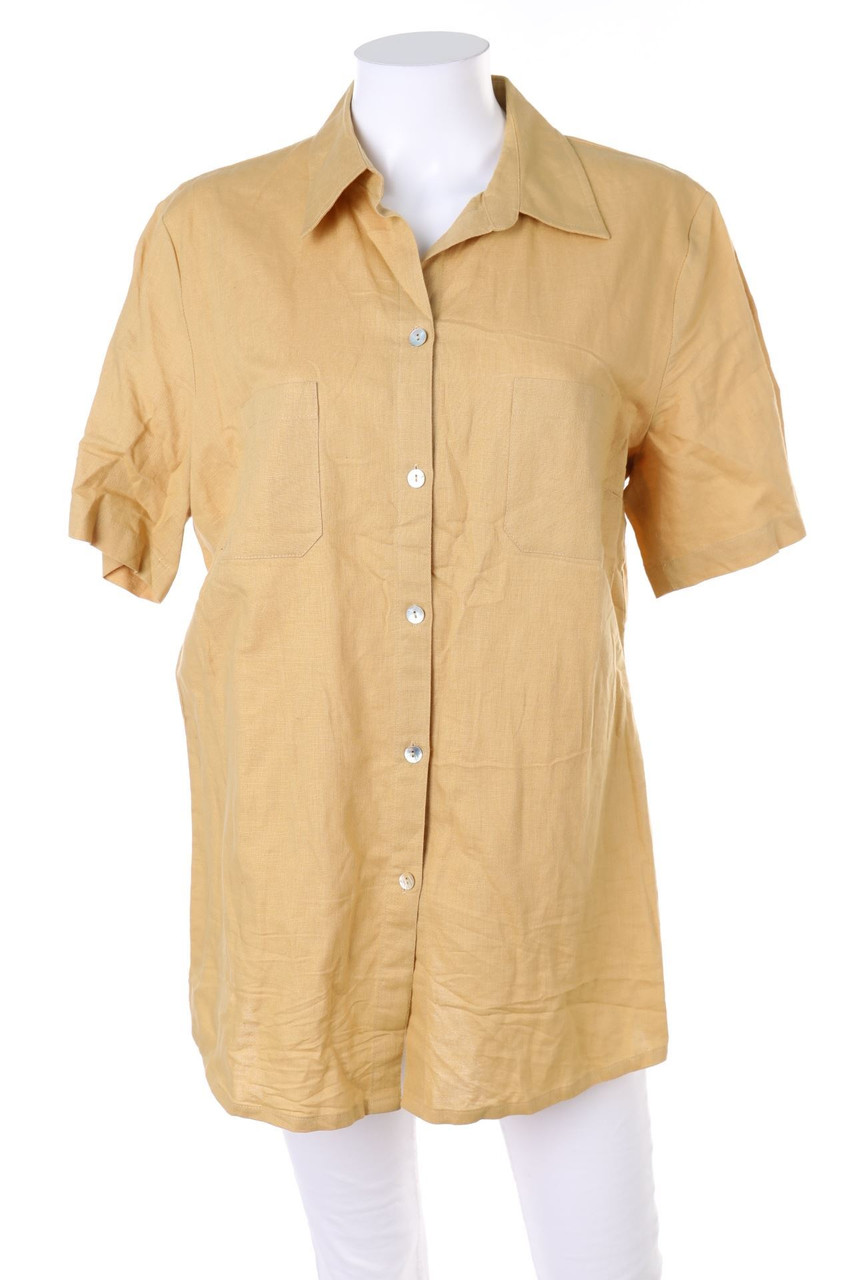 Peter Hahn - Hemd-Bluse mit kurzem Ärmel aus Leinen-Mix - D 44