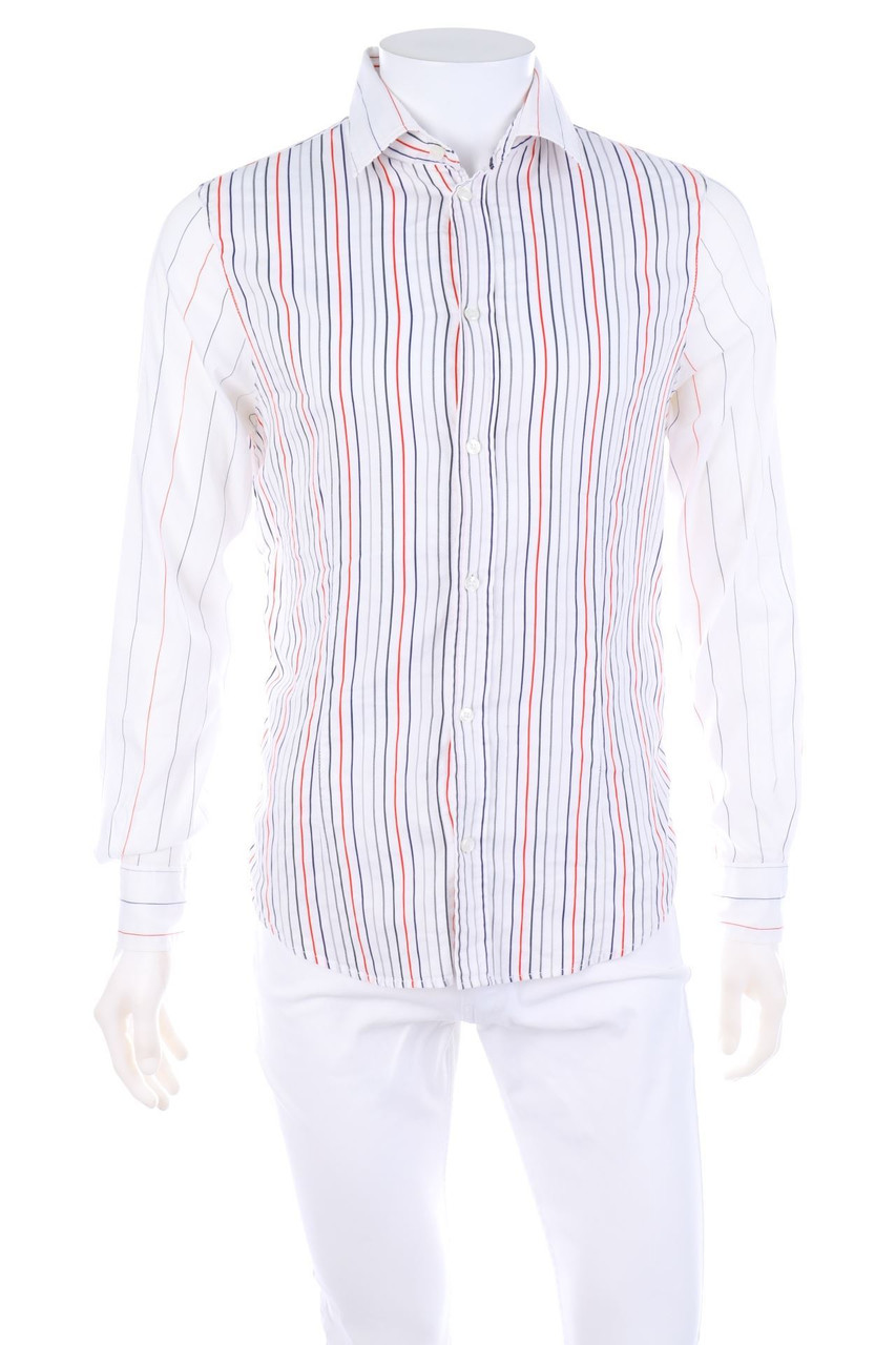 ARMANI JEANS - gestreiftes Hemd mit Logo-Badge - M