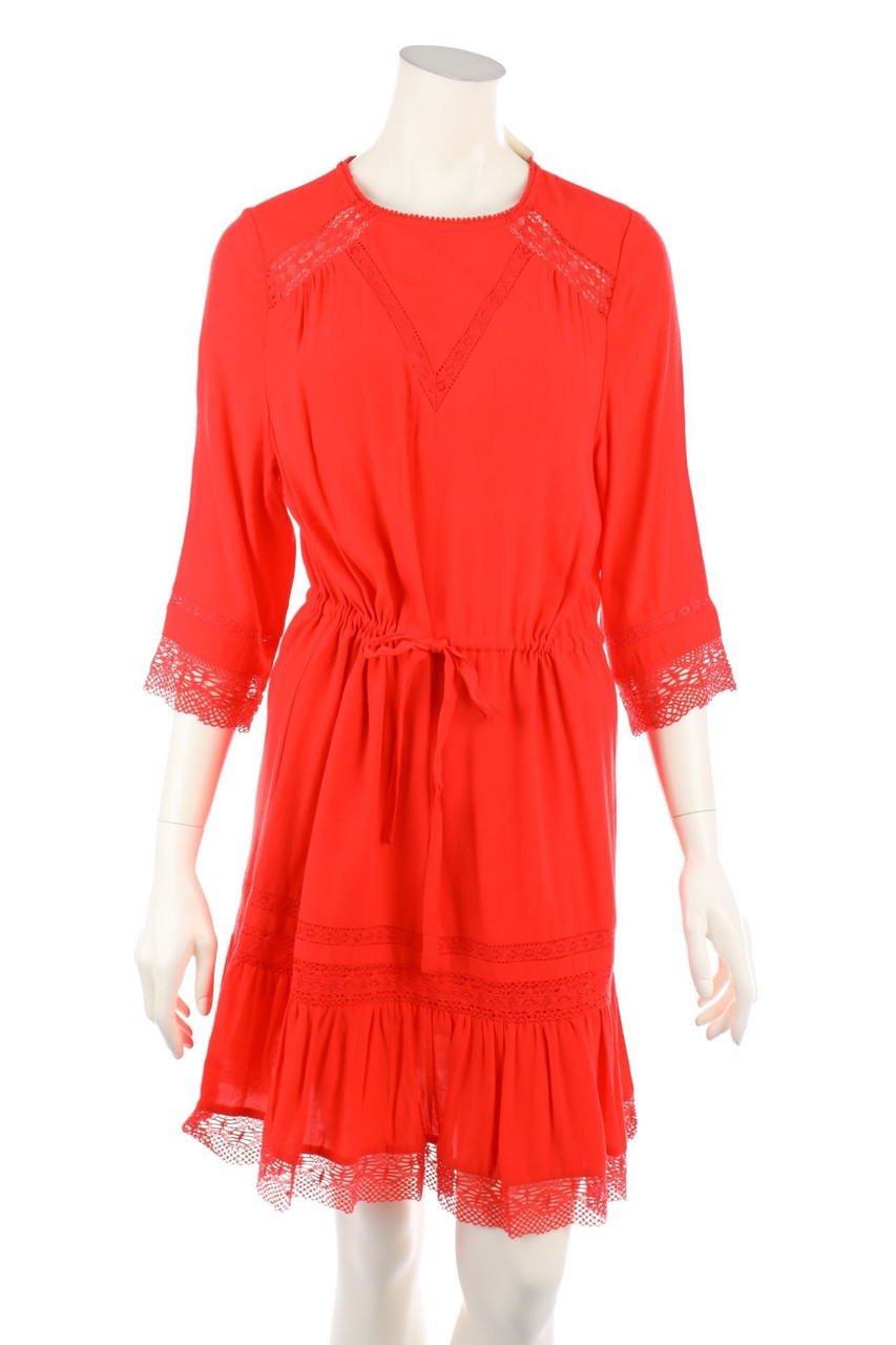maje - Dress, Crêpe with Lace Insert - D 36