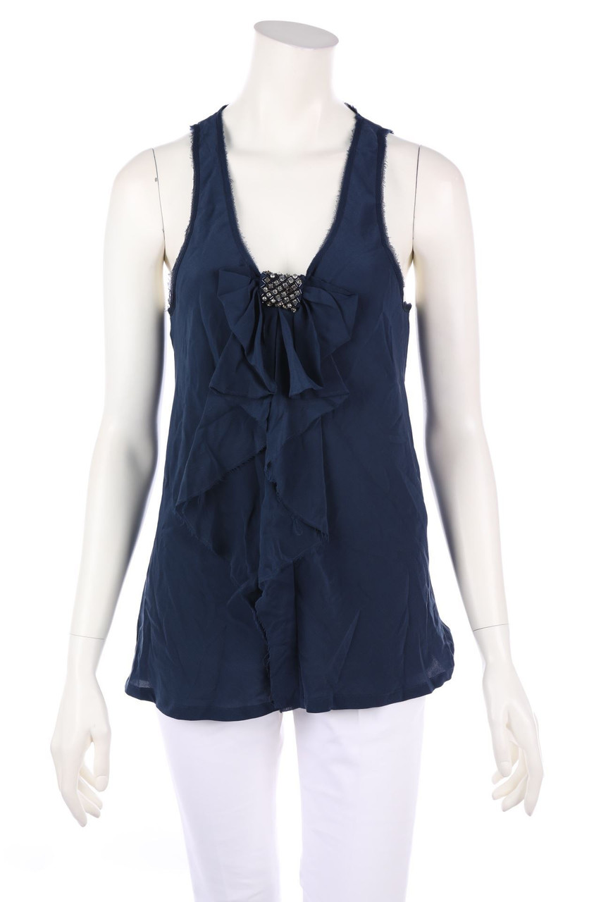 maje - Volants-Seiden-Blusentop mit Schleife - D 38