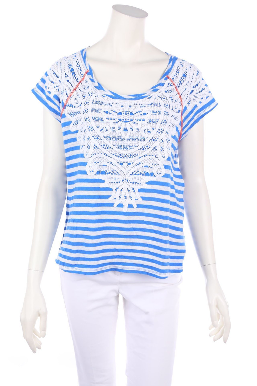 MARC AUREL - Shortsleeve-Shirt, Linen Mix with Lace - D 36