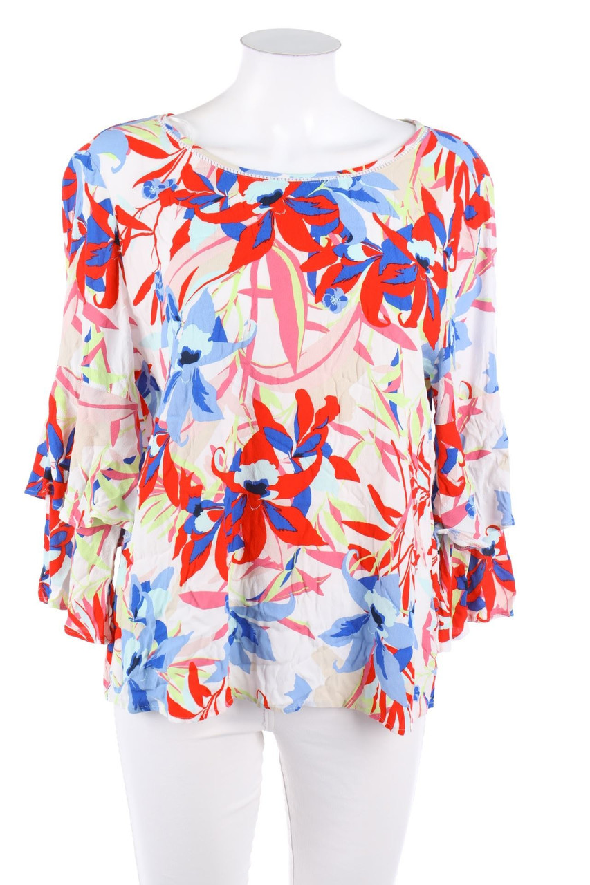 TAIFUN - Ruffled Blouse with Flower Print - D 44