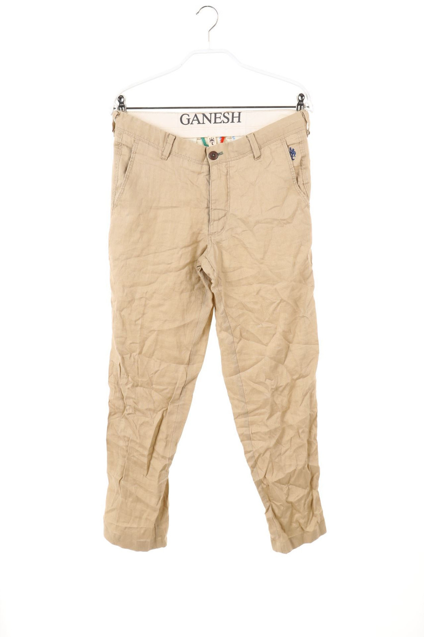 GANESH - Leinen-Hose mit Logo-Stickerei - W30