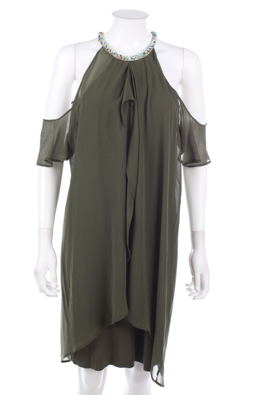 RINASCIMENTO - Chiffon-Dress, Layer Look with Pearls - M