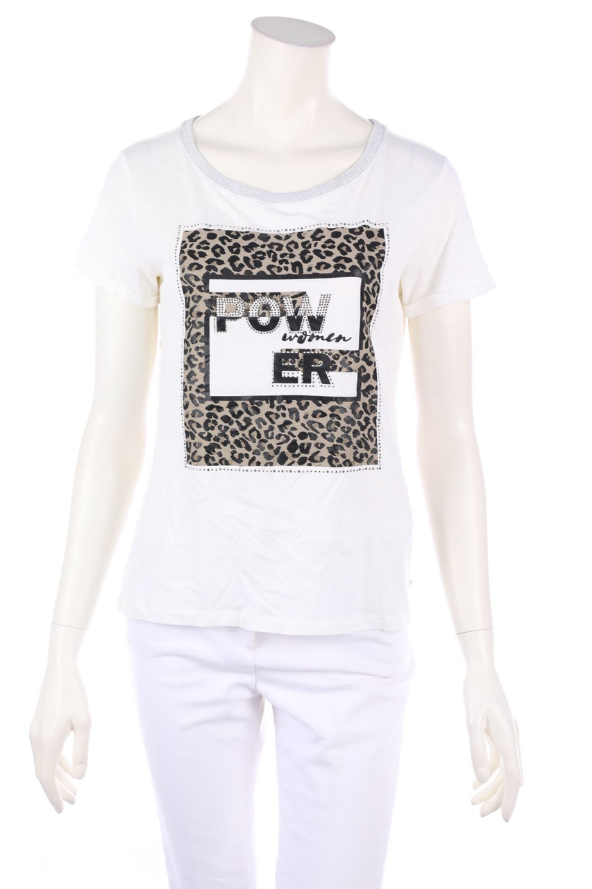 monari - Print-Kurzarm-Shirt mit Strass-Steinen - D 36