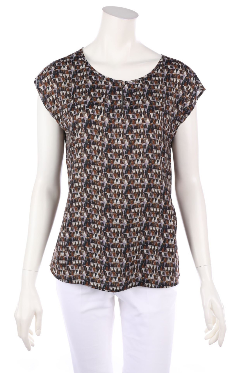 TAIFUN - Shortsleeve Blouse with Geo Print - L