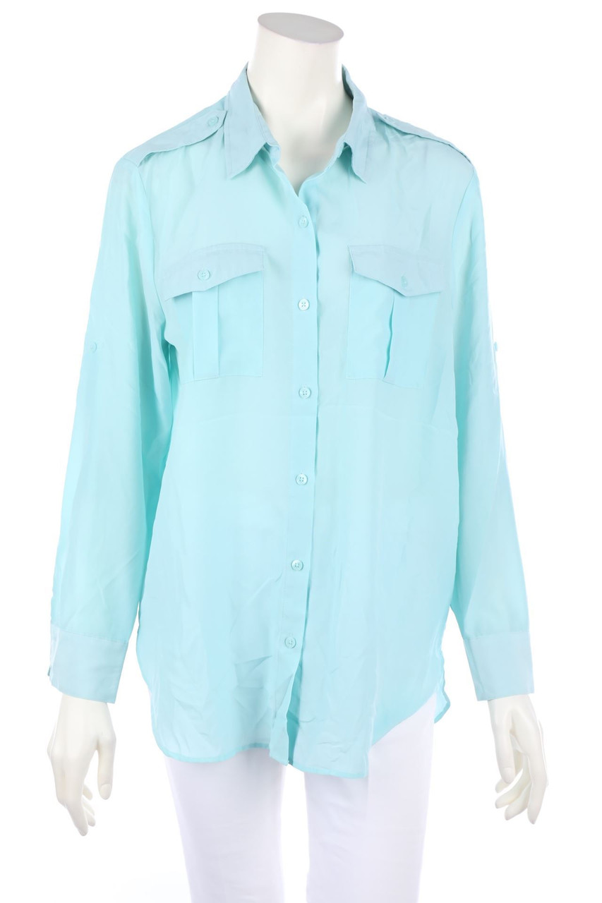 DKNY - Hemd-Bluse mit Krempel-Ärmeln - L