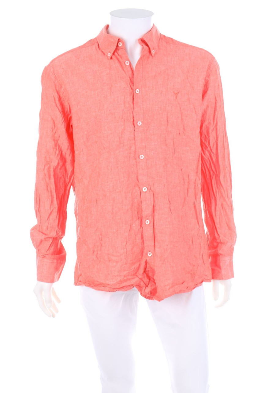 CARLO COLUCCI - button-down collar shirt, Linen Mix - XL