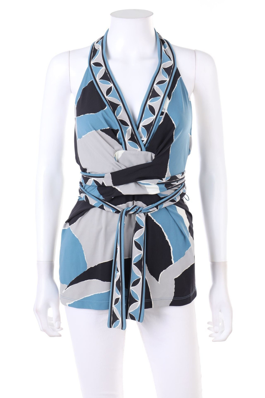 BCBG MAXAZRIA - Neckholder Top to tie with Print, 60s-style - M