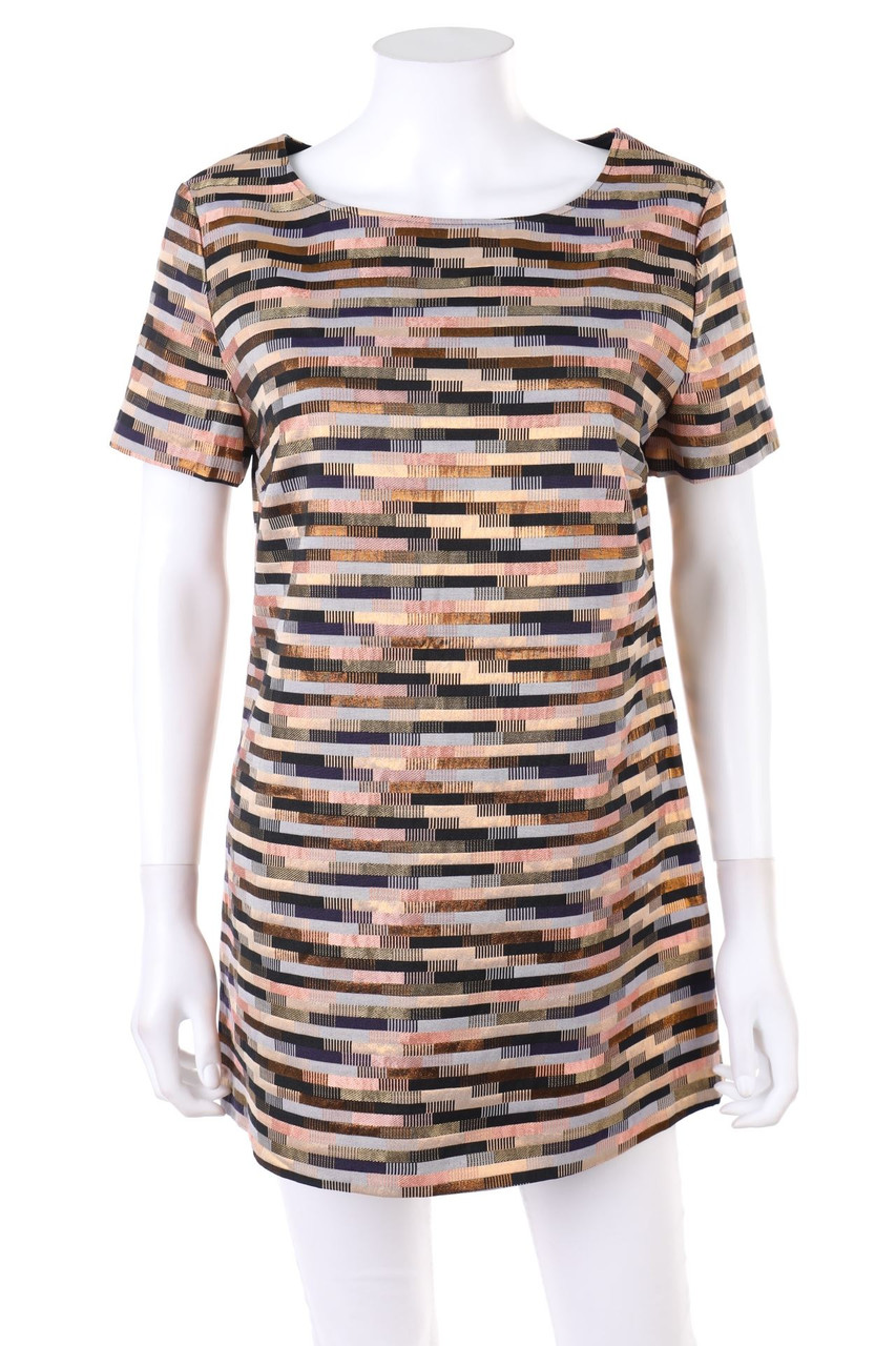 ouí - Shortsleeve Blouse, Jacquard with Metallic Effect - D 40