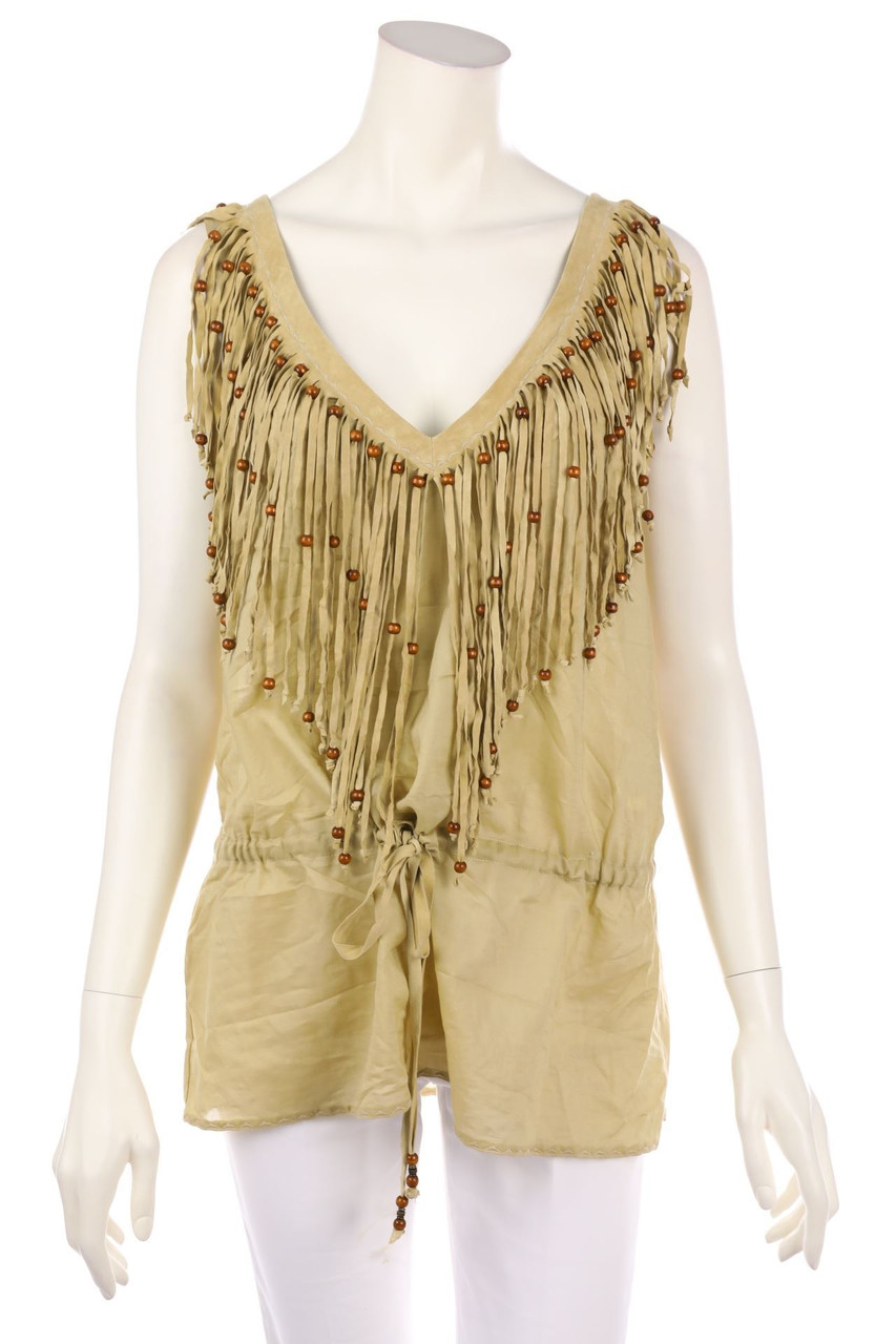 D&G DOLCE & GABBANA - Blouse Top with Leather Details - D 36