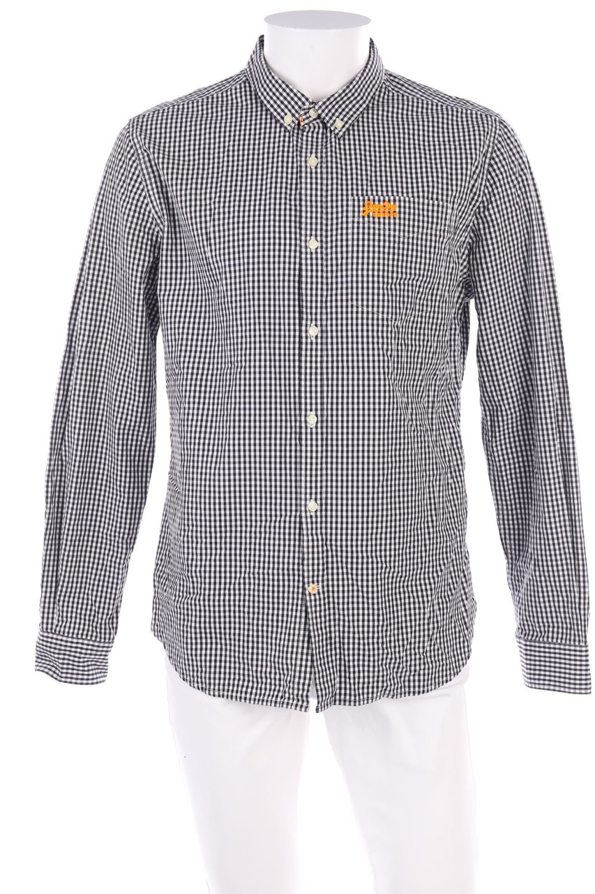 Superdry - kariertes Button-down-Hemd aus Baumwolle mit Logo-Stickerei - XL