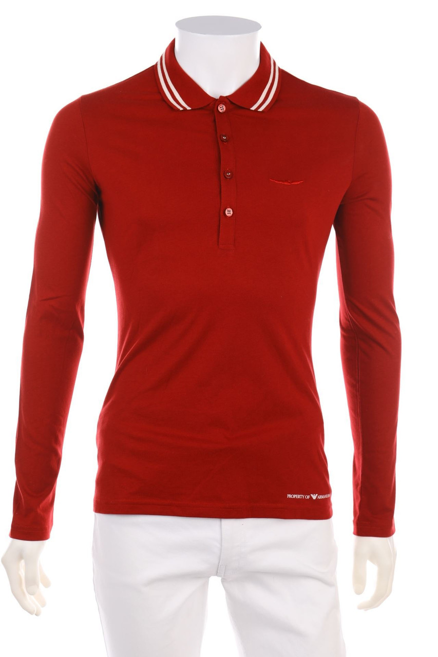 AJ ARMANI JEANS - Longsleeve Polo Shirt with Logo-Stitching - M