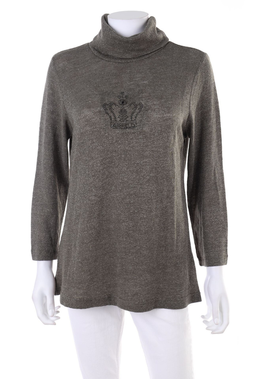 AIRFiELD - Glitzer-Strick-Pullover mit Strass-Logo - L