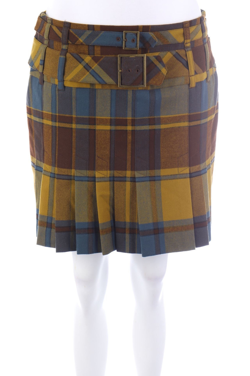 KAREN MILLEN - Pleated Mini-Skirt, Checked - D 38