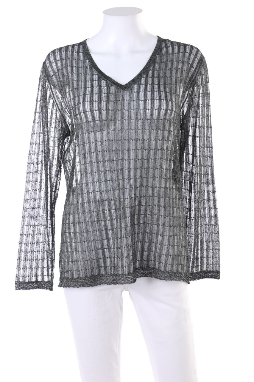 DAVID LAWRENCE - Metallic-Longsleeve-Shirt mit Glitzer - M