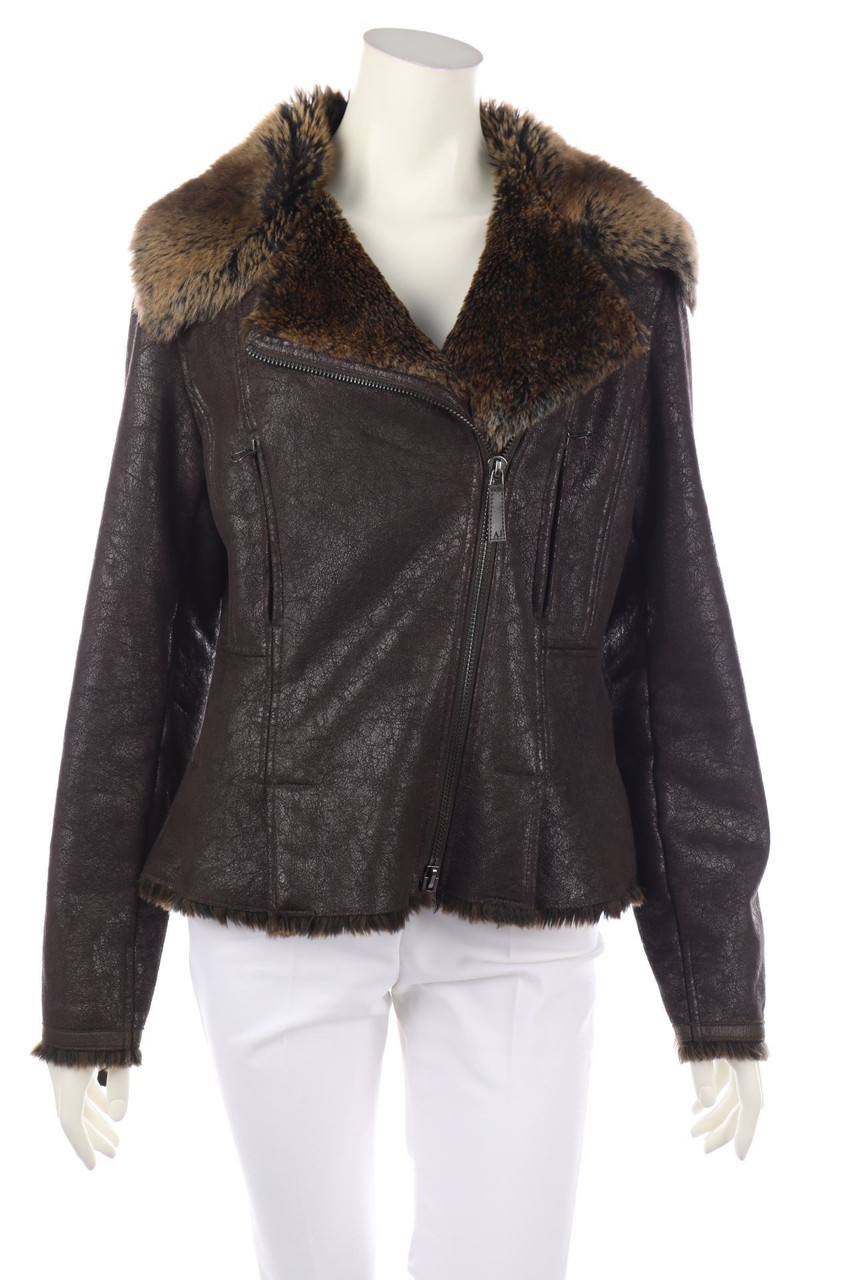 AJ ARMANI JEANS - Faux Shearling-Jacke mit asymmetrischem Schnitt - D 38