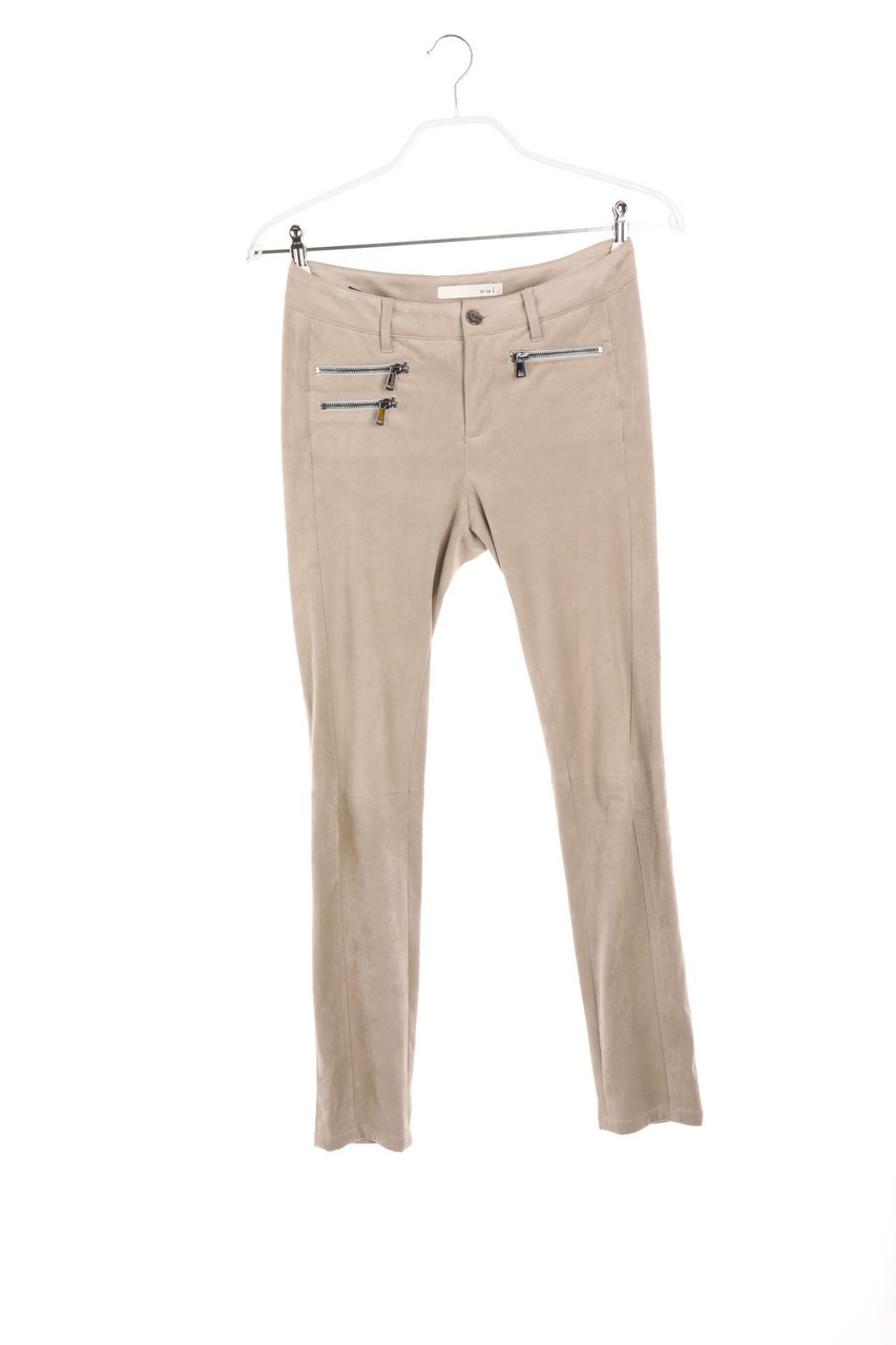 ouí - Faux Leather Pants with Zipper Closure - D 36