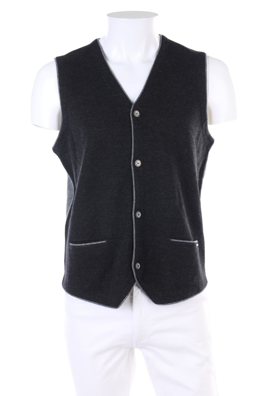 bugatti - Weste aus Woll-Mix mit Logo-Applikation - L