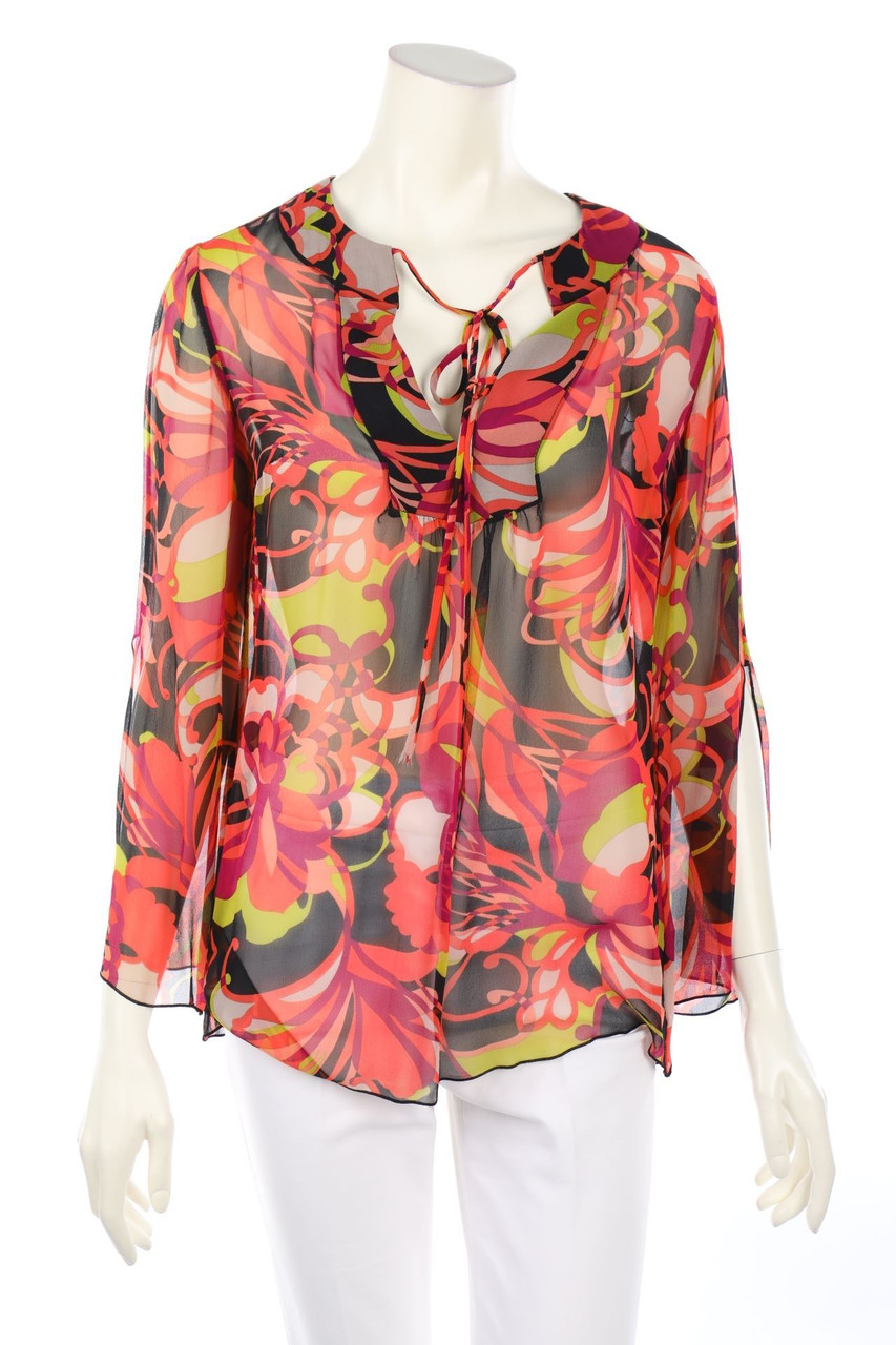 TRINA TURK - Silk Blouse with Trumpet Sleeves - S