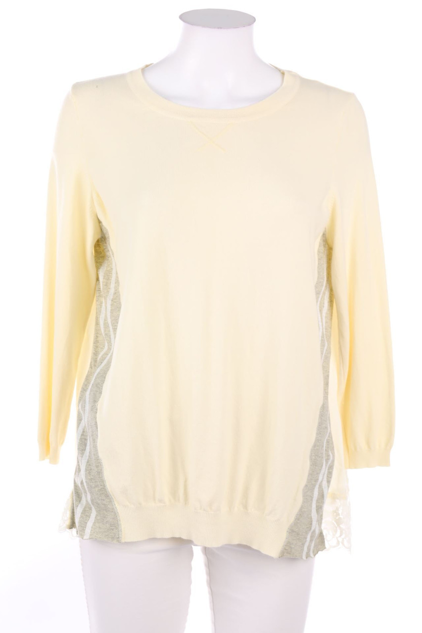 Guardaroba - 3/4-sleeve Crewneck Pullover, Viscose-blend with Lace - S