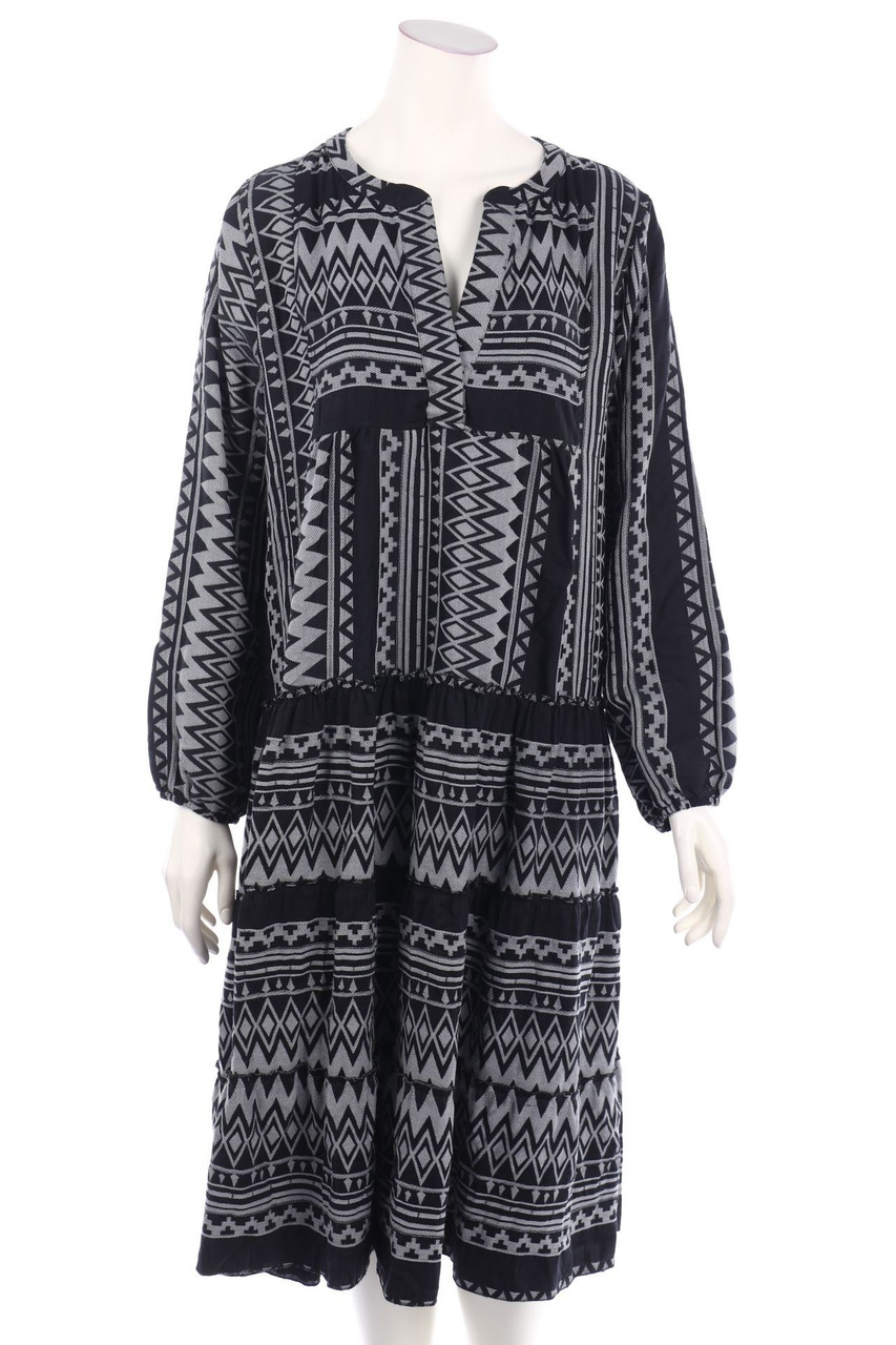 flowers for friends - Boho Dress with Ethno Print - XL