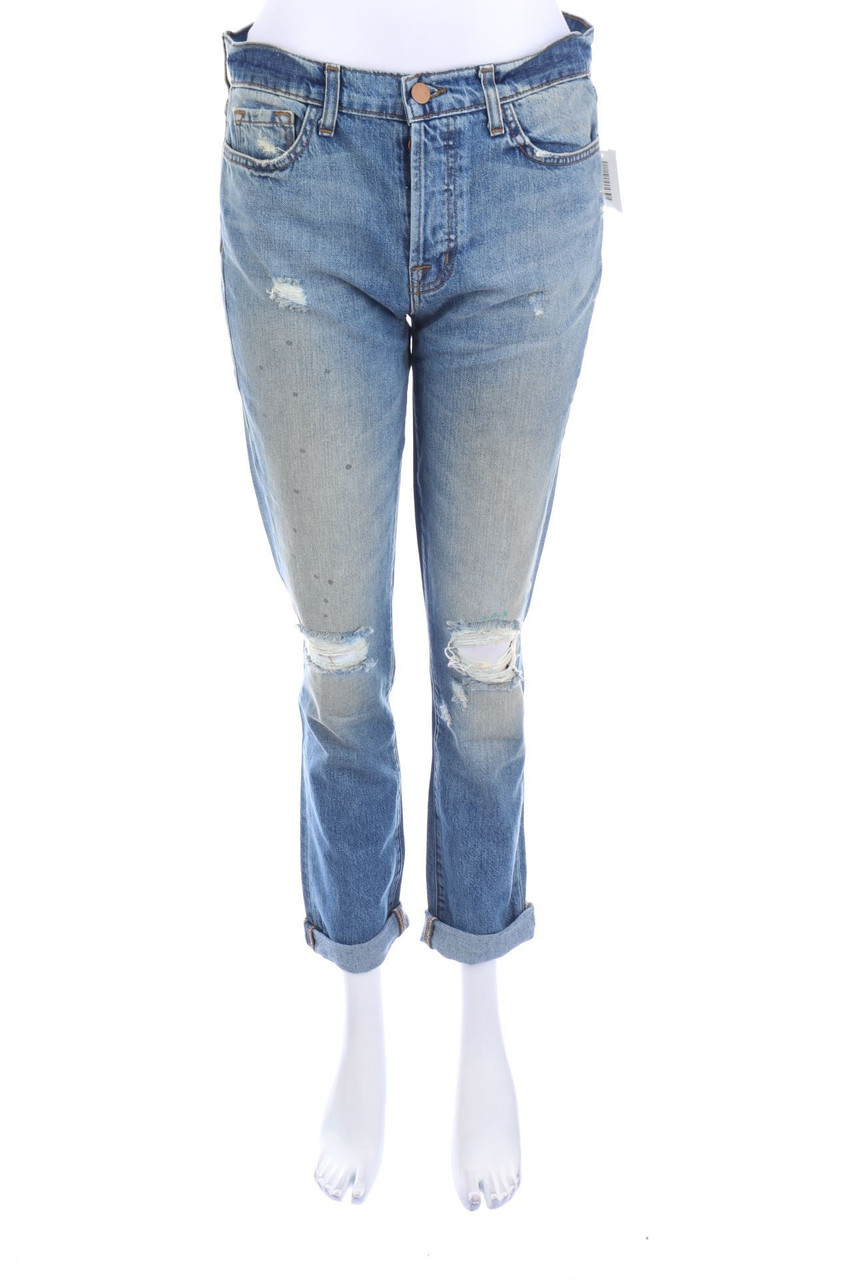 J BRAND - Dirty Destroyed Straight Cut Jeans - W28