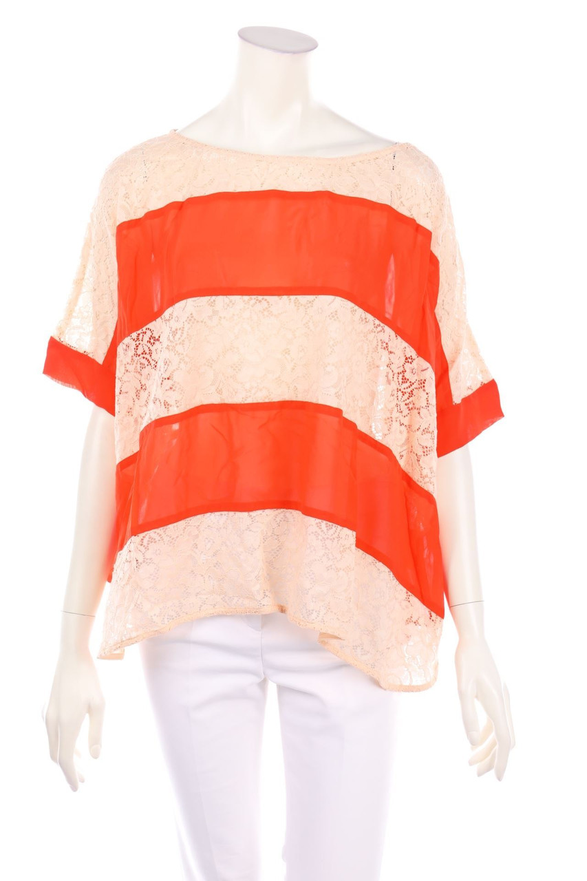 Jucca - Kurzarm-Bluse mit Spitze - D 42