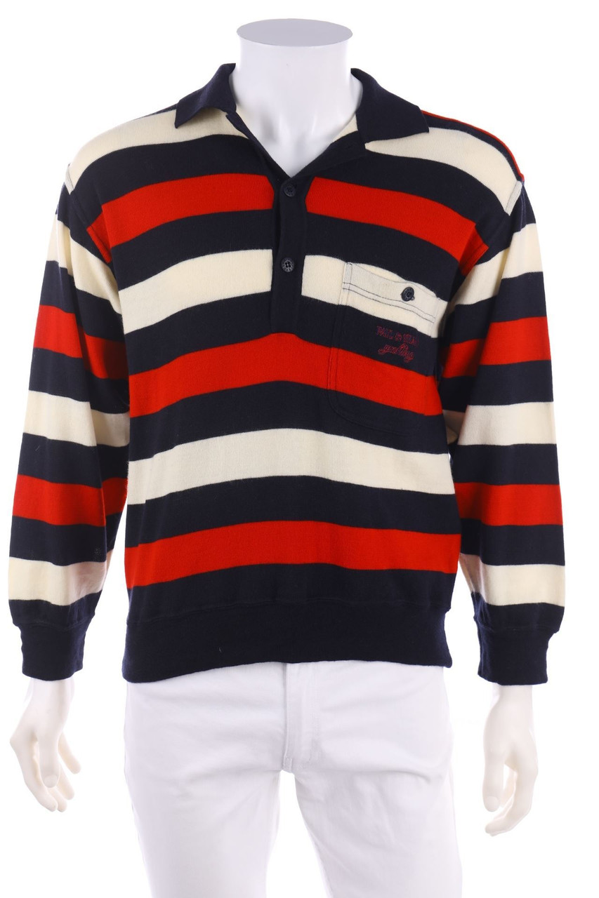 PAUL & SHARK - Woll-Streifen-Longsleeve-Poloshirt mit Logo-Stickerei - S