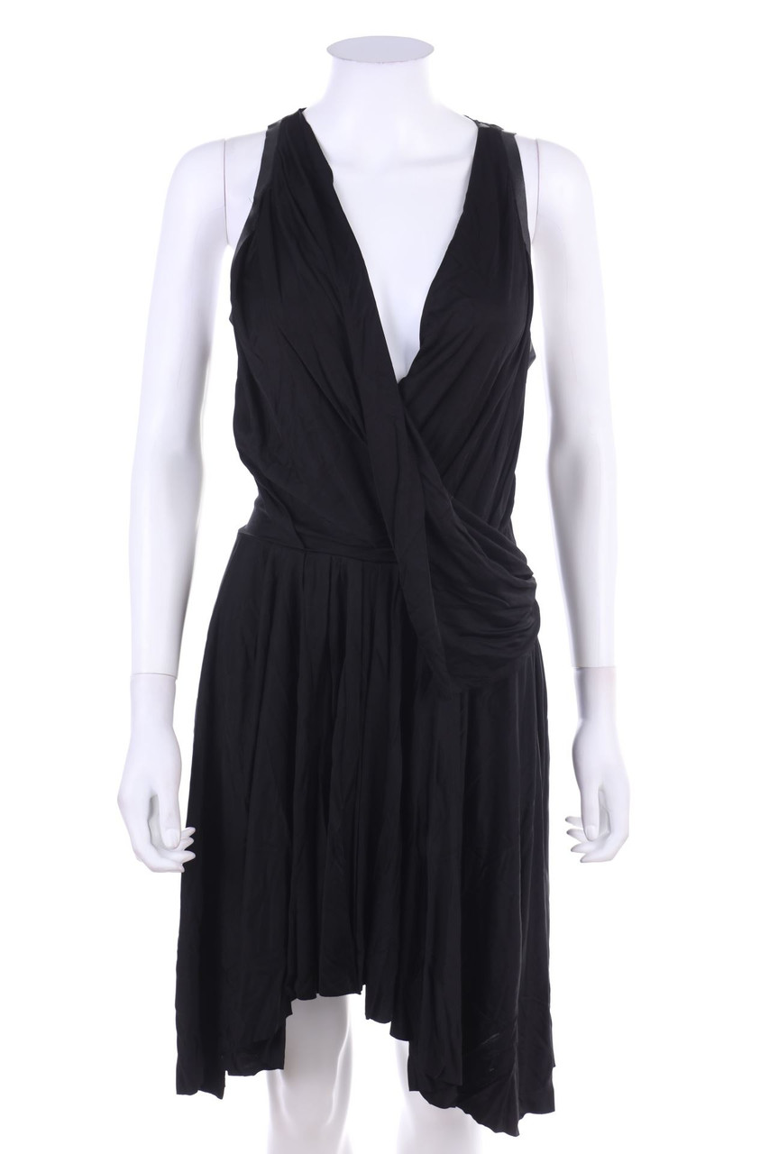 maje - Dress with Wrap-Effect with Faux Leather Details - D 38