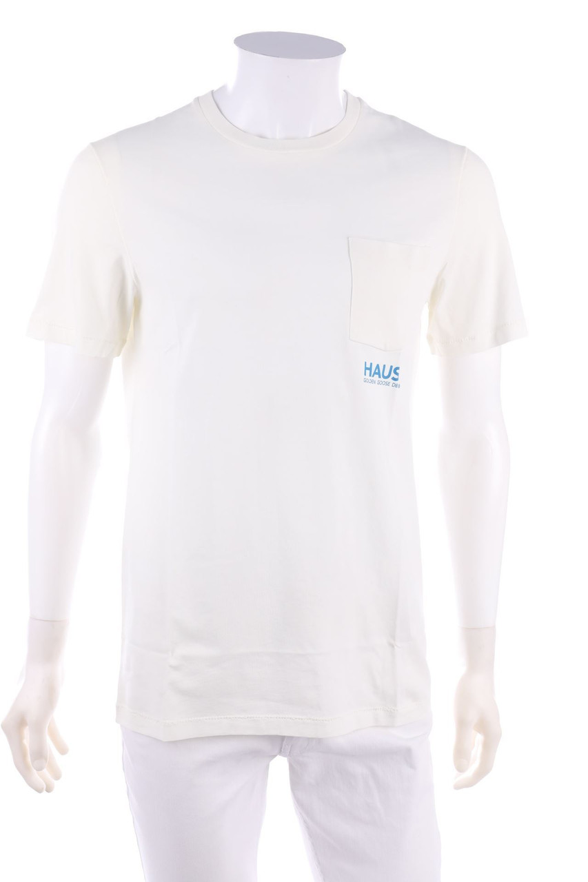 HAUS GOLDEN GOOSE - Crewneck T-Shirt, Cotton with Logo-Print - S
