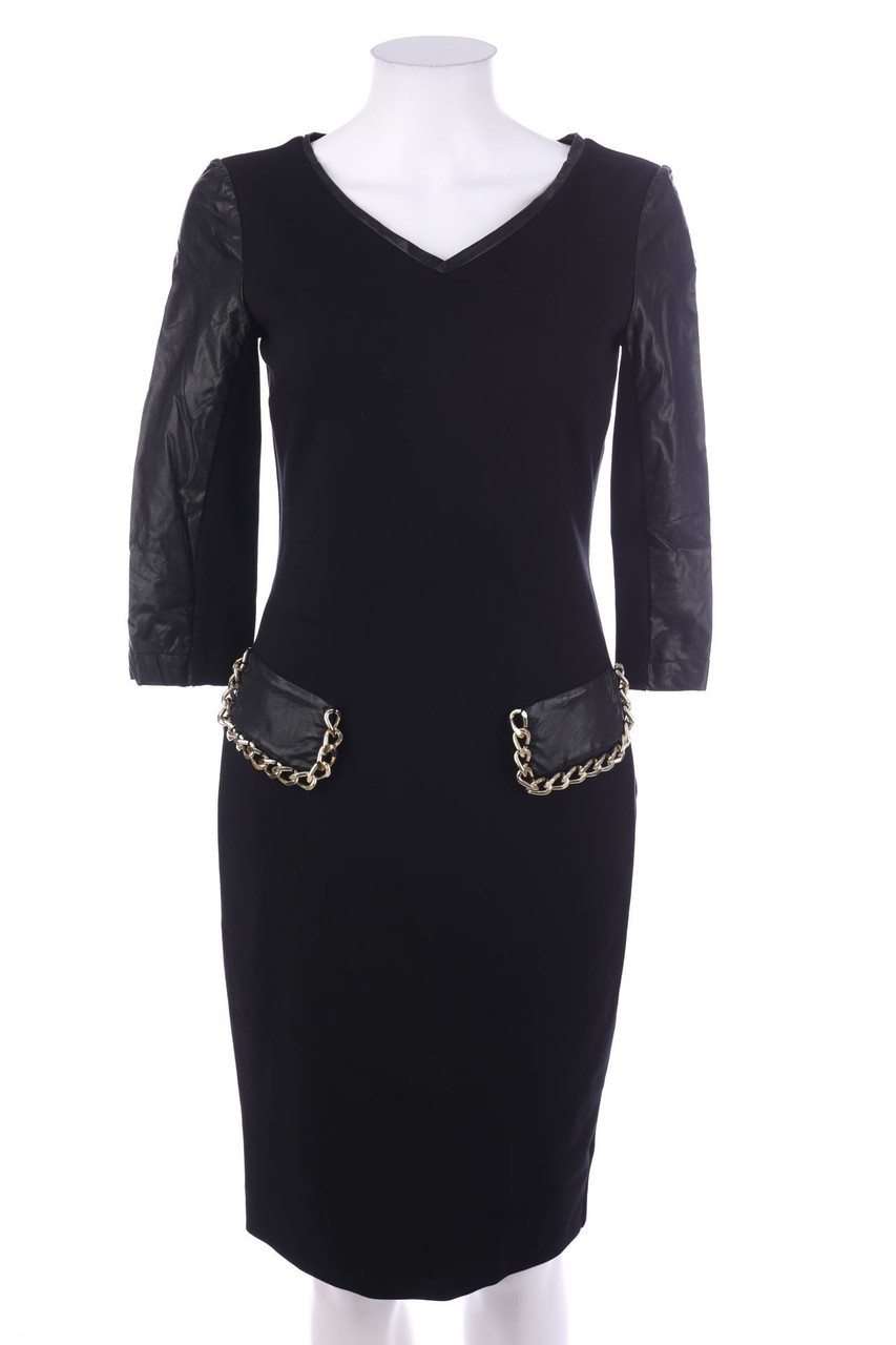 CARLA MONTANARINI - Sheath Dress with Faux Leather Details - D 34