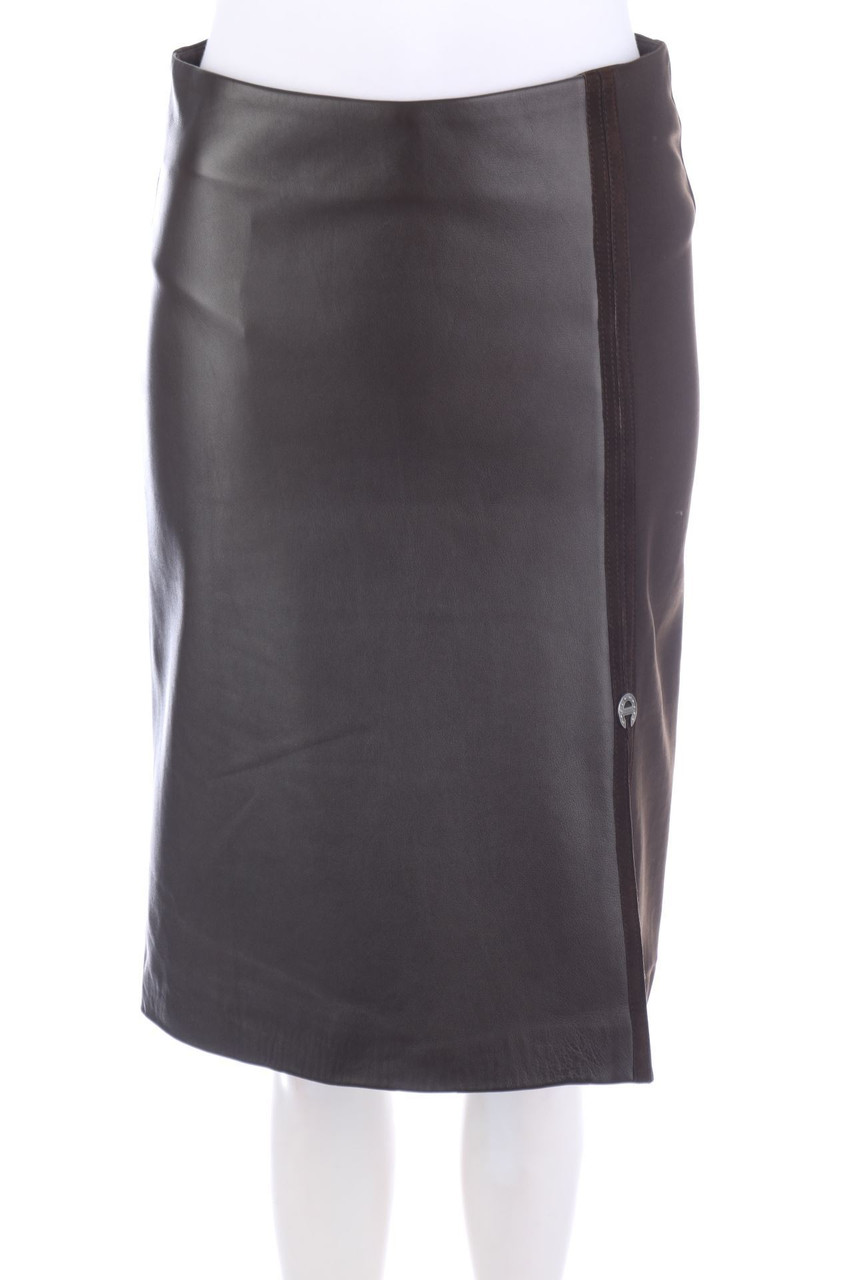 ABSOLU Paris - Leather Skirt with Logo Plaque - D 38