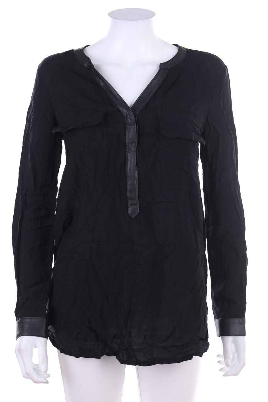 OPUS - Bluse mit Kunstleder-Details - D 38