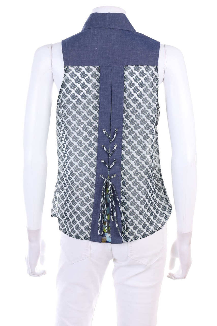 PIANURASTUDIO - Sleeveless Shirt Blouse with Lacing - D 36