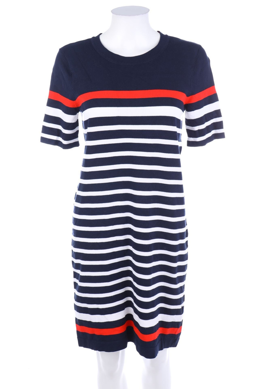 PAUL COSTELLOE - Kurzarm-Streifen-Kleid aus Viskose-Mix - D 38