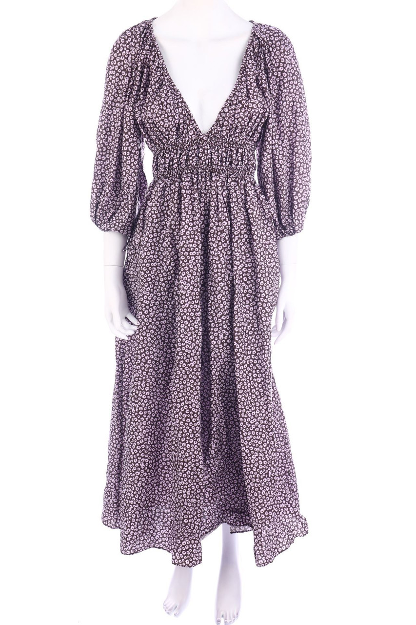 MATTEAU - Cotton Maxi Dress with Deep Plunge Neckline - D 34