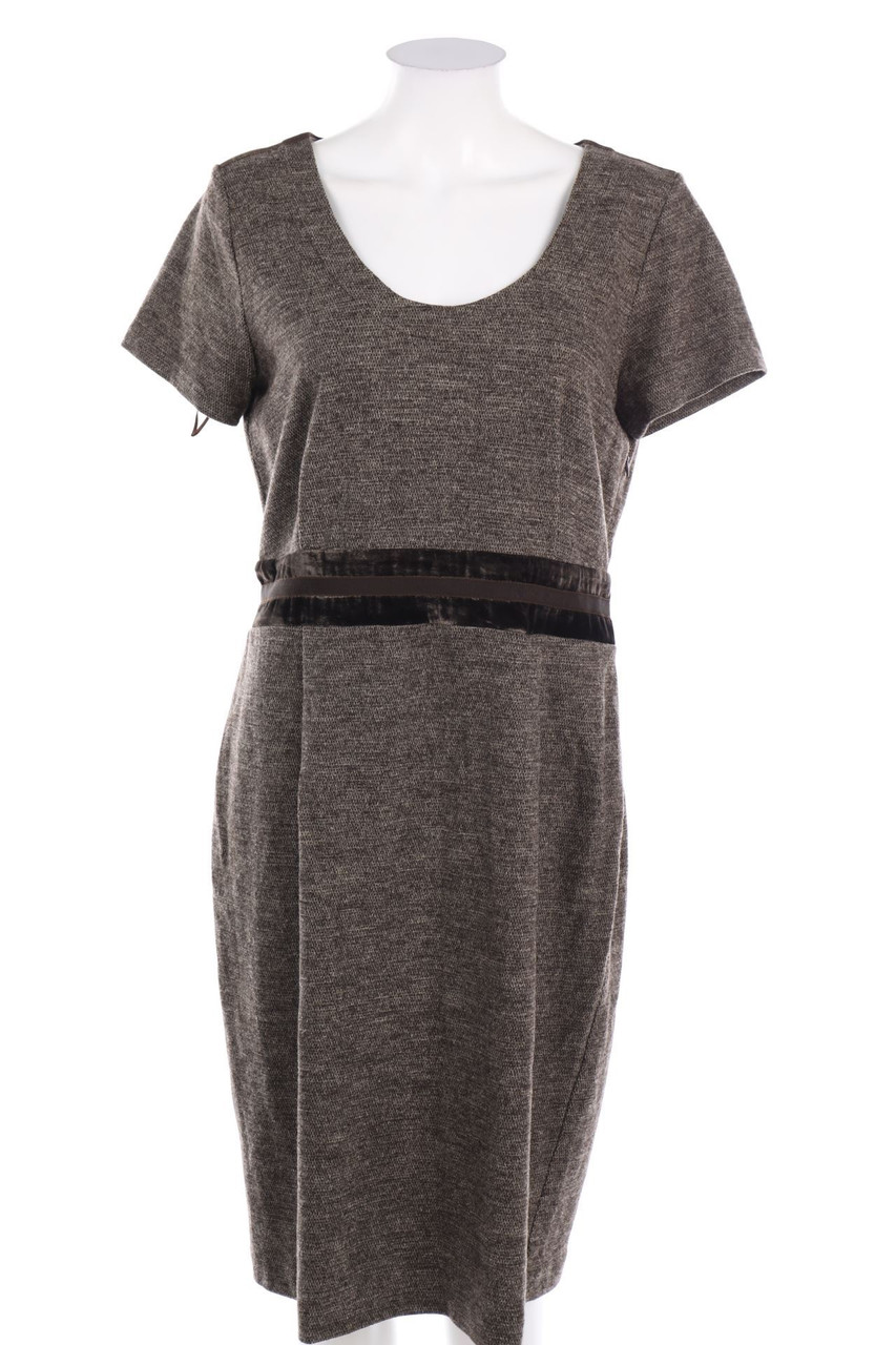 Max Mara - Sheath Dress, Virgin Wool with Velvet - D 42