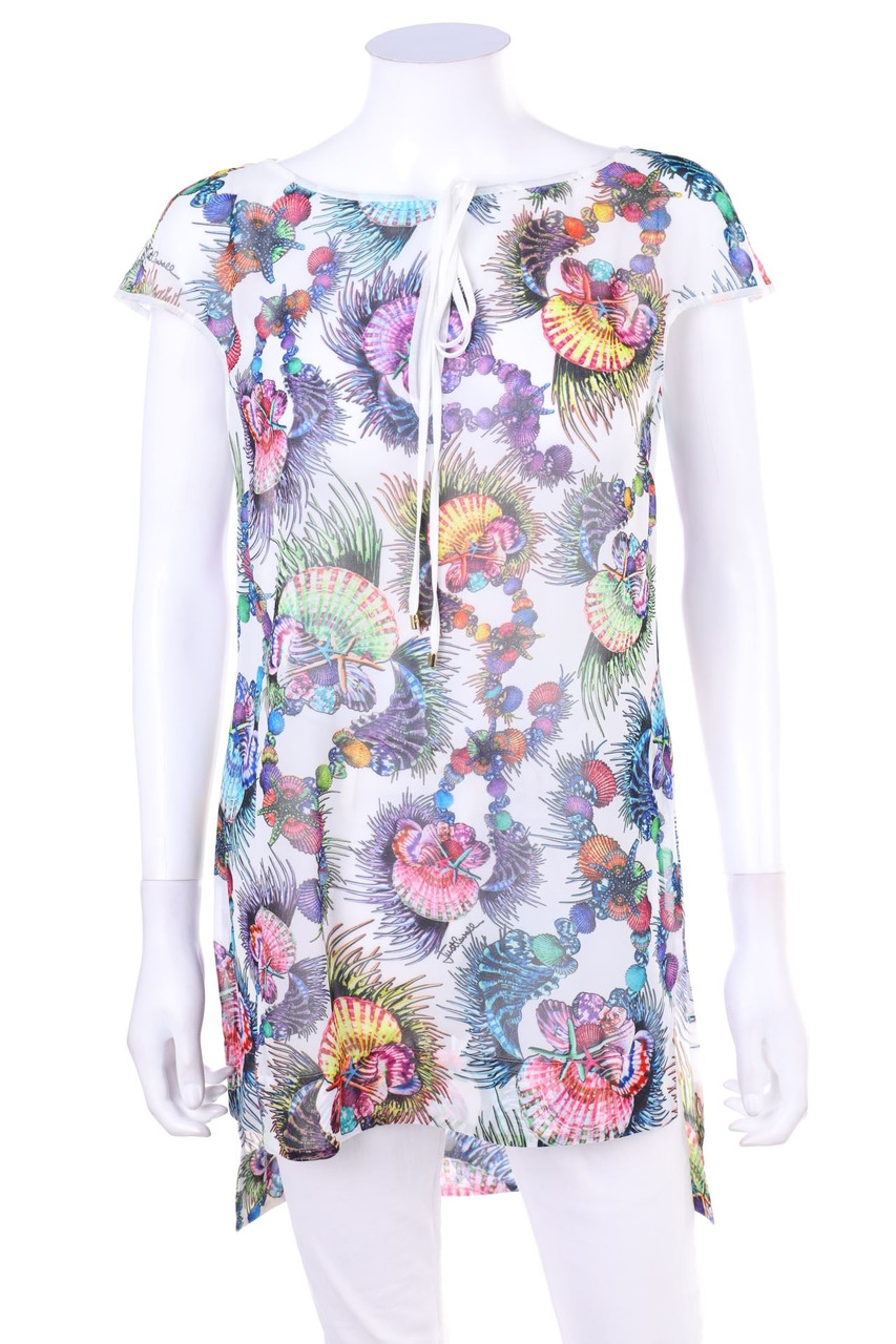 Just cavalli - Chiffon-Shortsleeve Blouse with Print - D 36