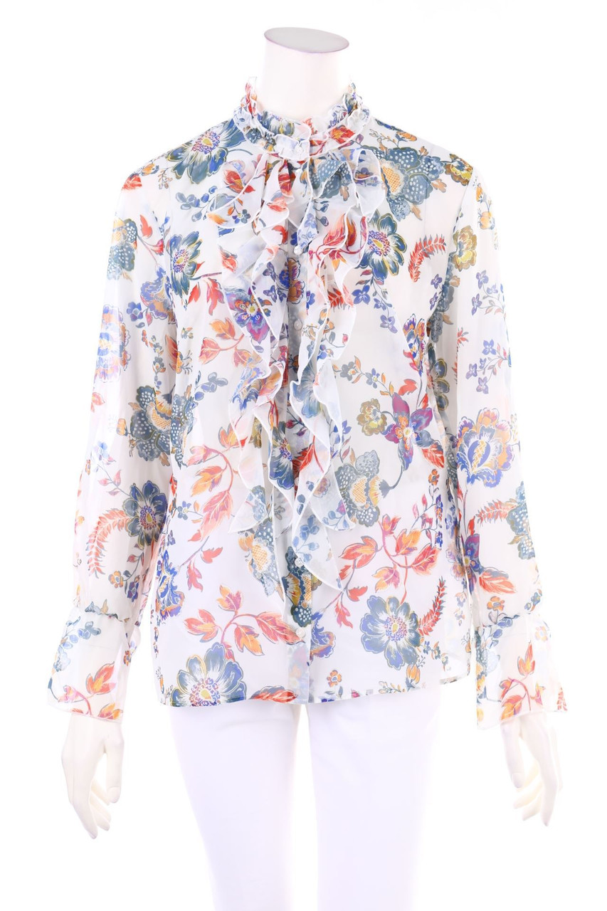 TAIFUN - Ruffled Blouse with Flower Print - D 42