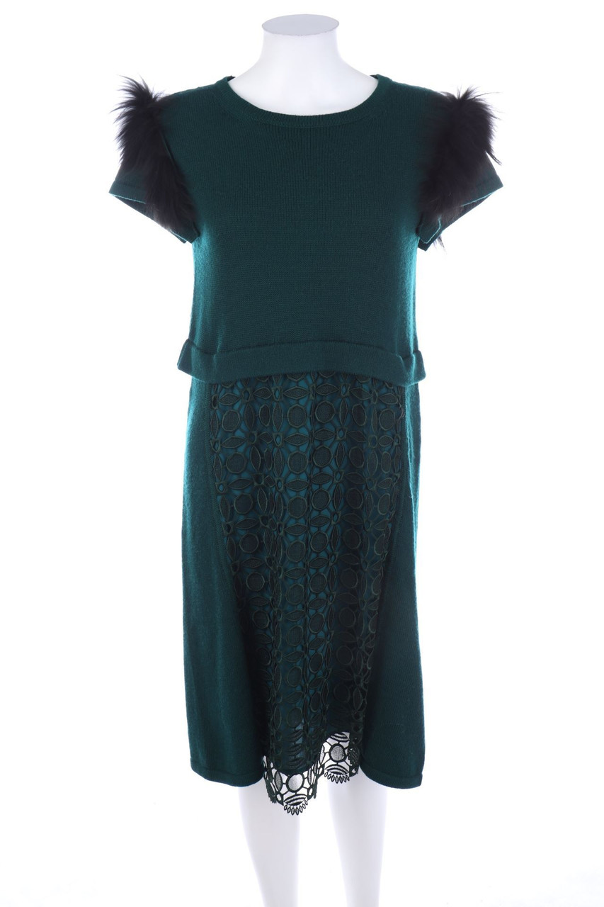 SPORTMAX - Knit Dress, Wool with Real Fur Trim - XL