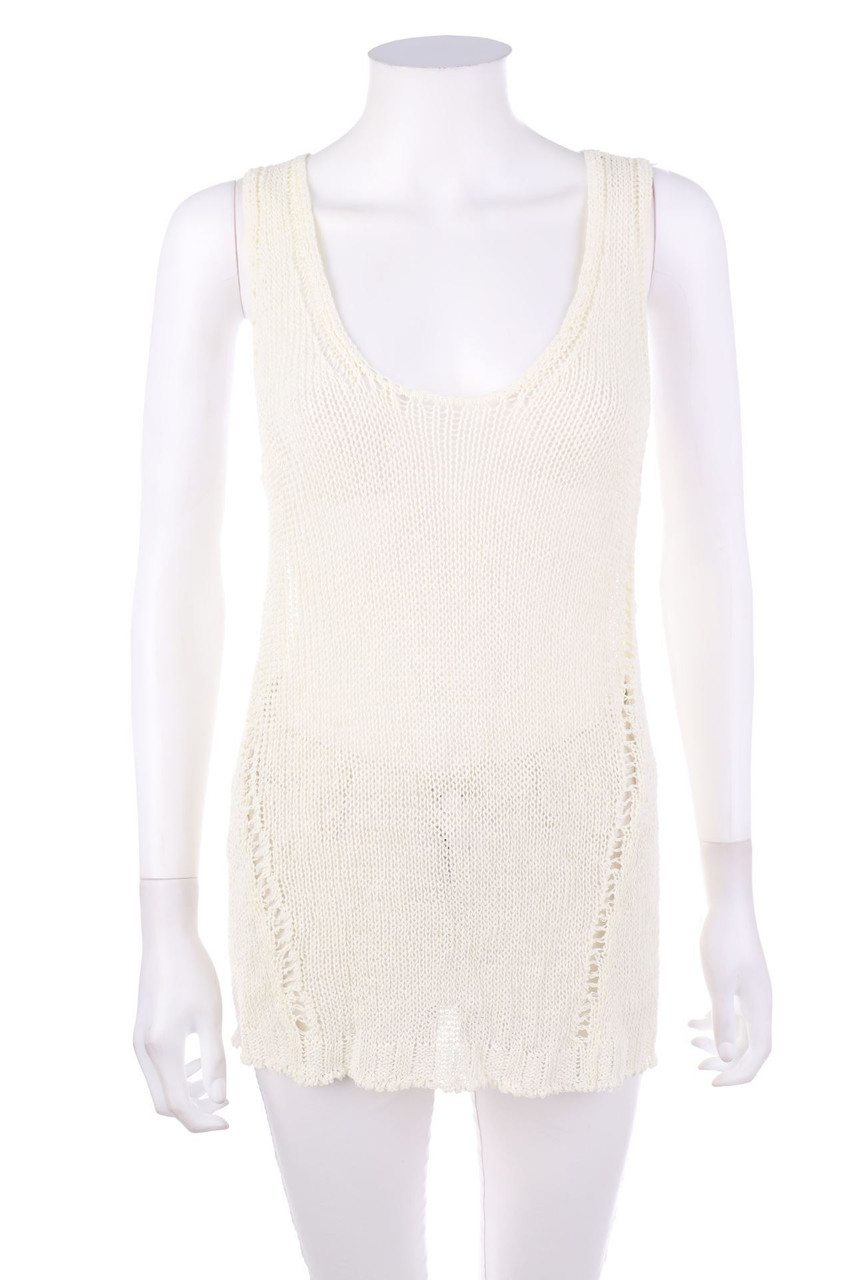 PAROSH - Strick-Top aus Leinen-Mix mit Lochstrick-Details - M