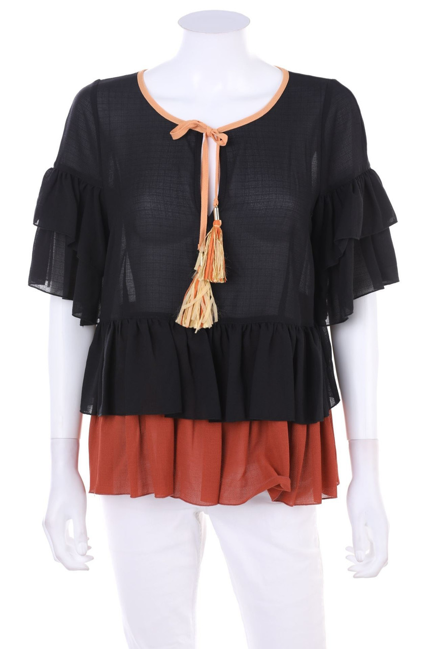 ATOS LOMBARDINI - Volant-Bluse im Boho-Stil - D 36